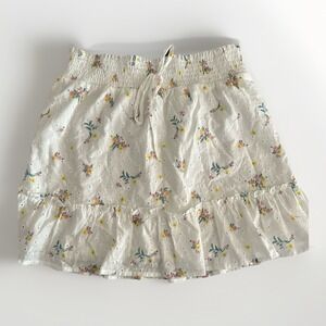Womens Cottagecore Floral Eyelet Mini Skirt M Ruffle‎ Soft Girl Spring Romantic